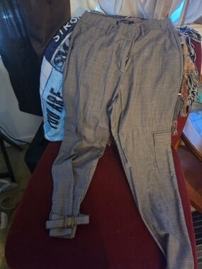New York & Company Gray Ankle Cargo Dress Pants